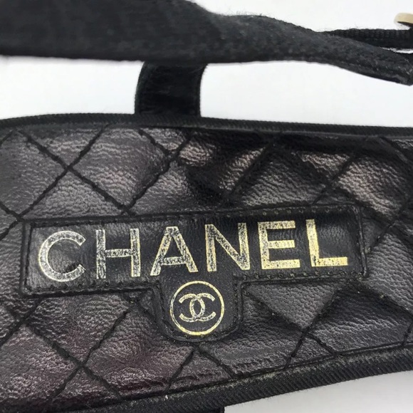 Chanel Black Quilted Gold Chain Sandals 38 - Picture 5 of 5